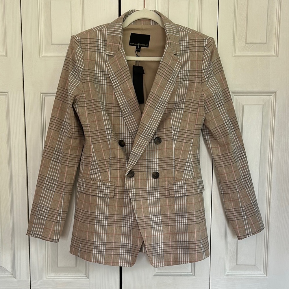 Banana Republic Plaid Double-Breasted Blazer